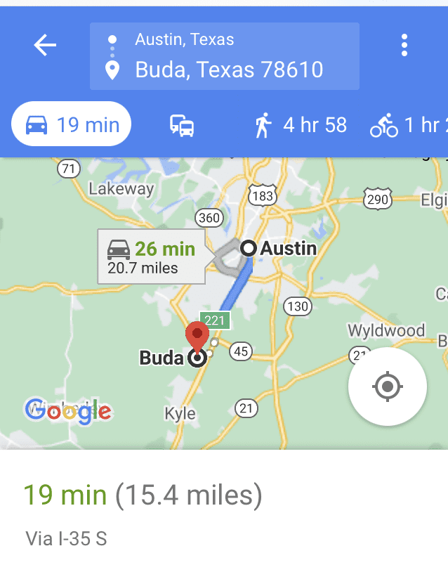 Directions Austin to Buda