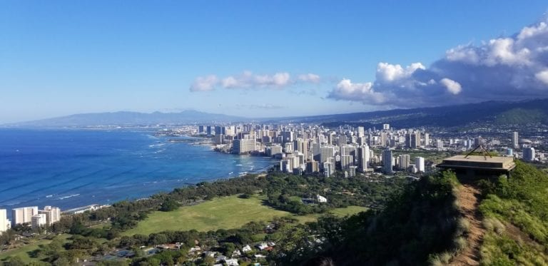 View from Diamond Head Crater Hike in Oahu Hawaii