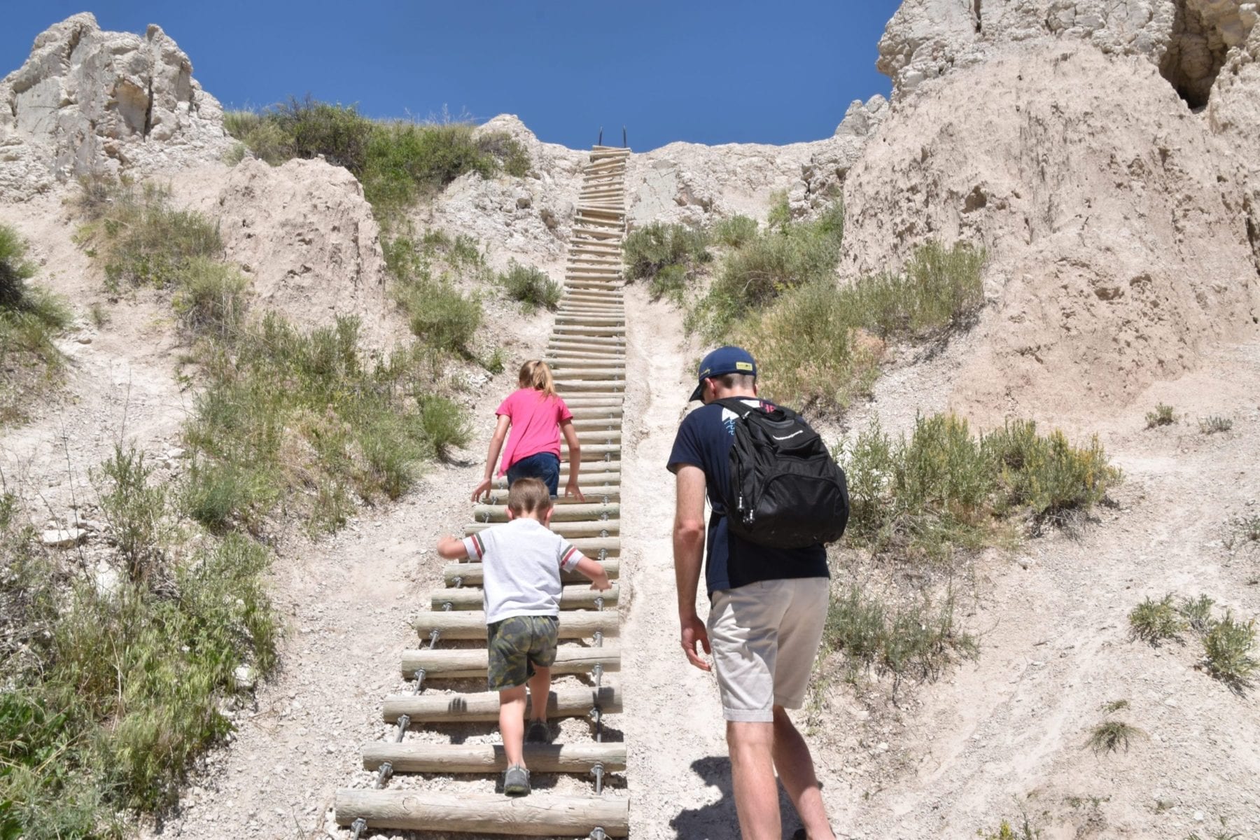 Notch ladder trail at the badlands National Park