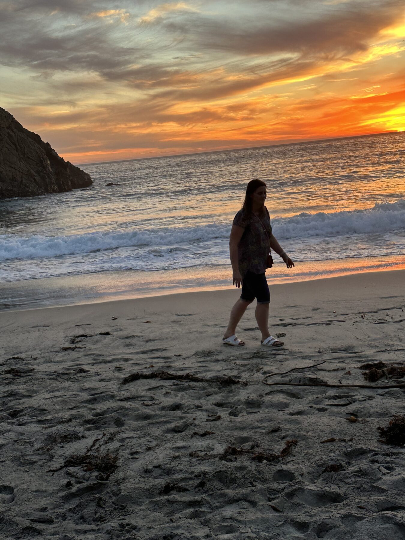 Beach with Purple Sand - California big sur walking along the beach