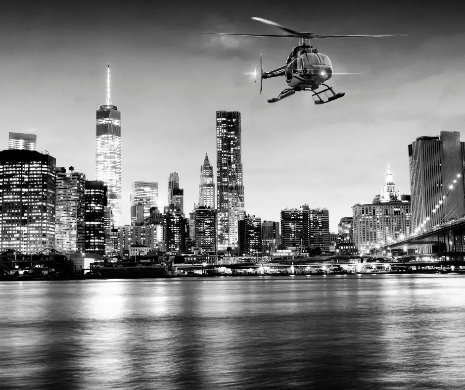 NYC at night helicopter