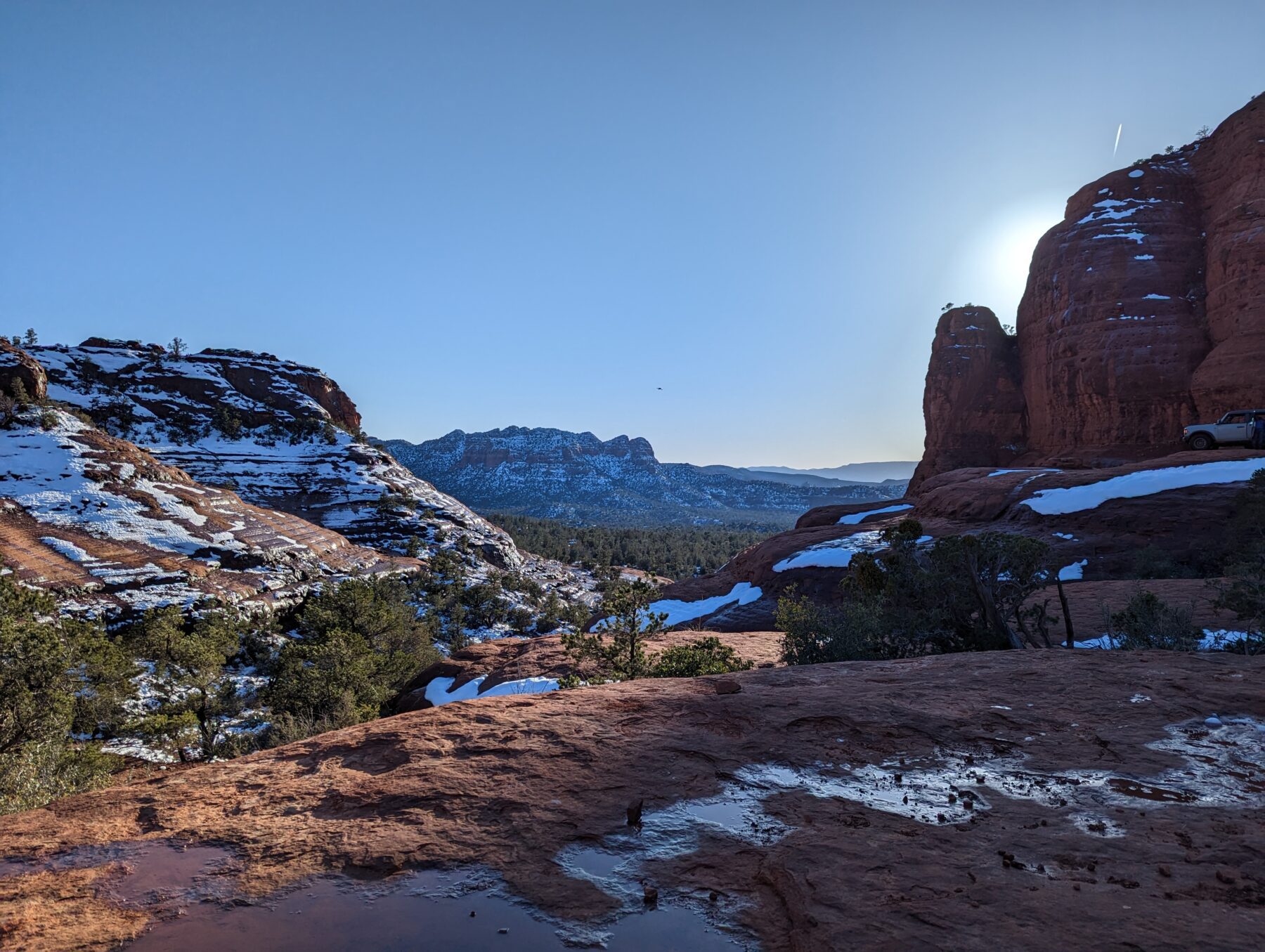 Sedona Winter Snow on red rocks