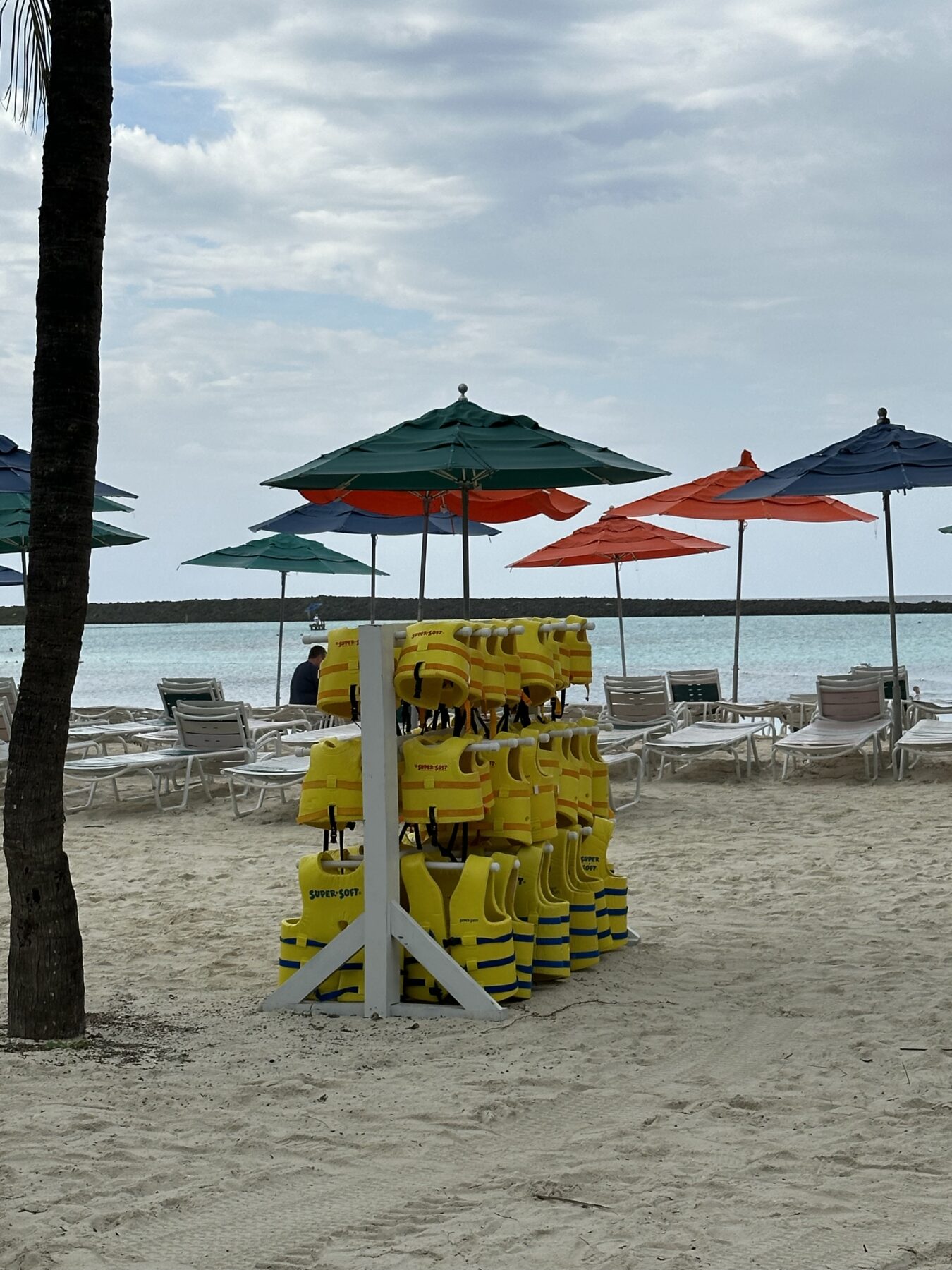 Lifejackets on Disney private island bahama beach