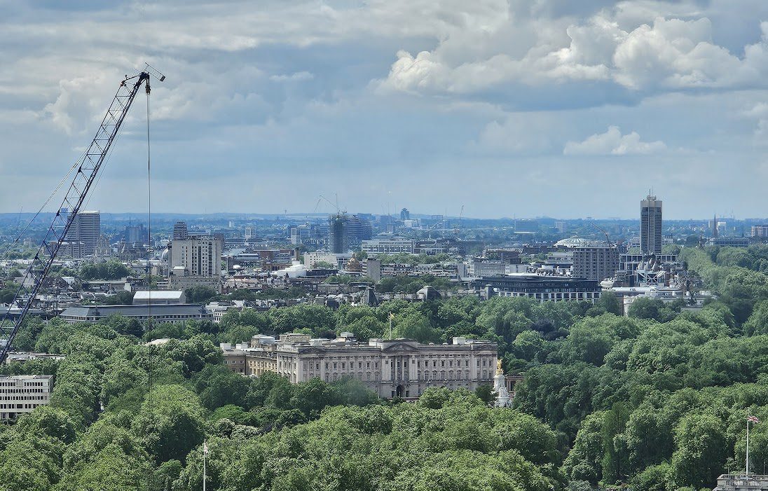 View of London Buckingham Palace from London Eye