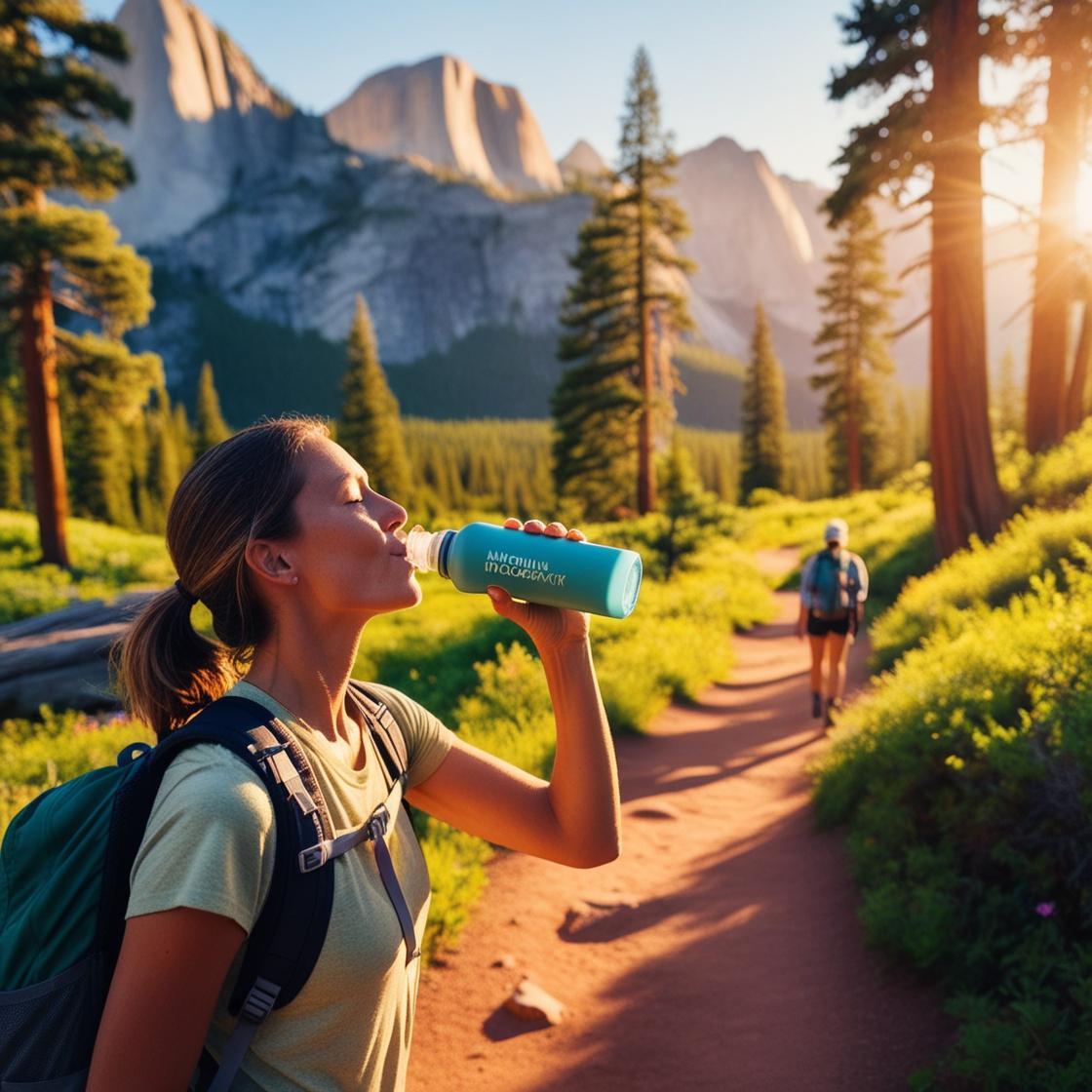 Person drinking water in a national park