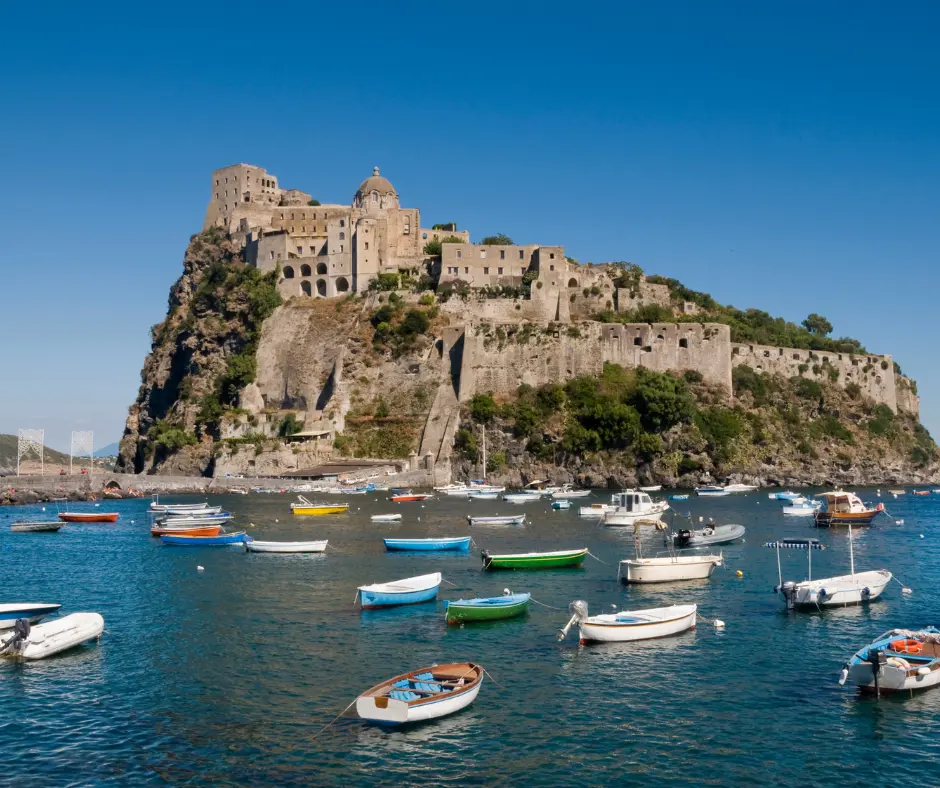 Ischia italy boats on ocean