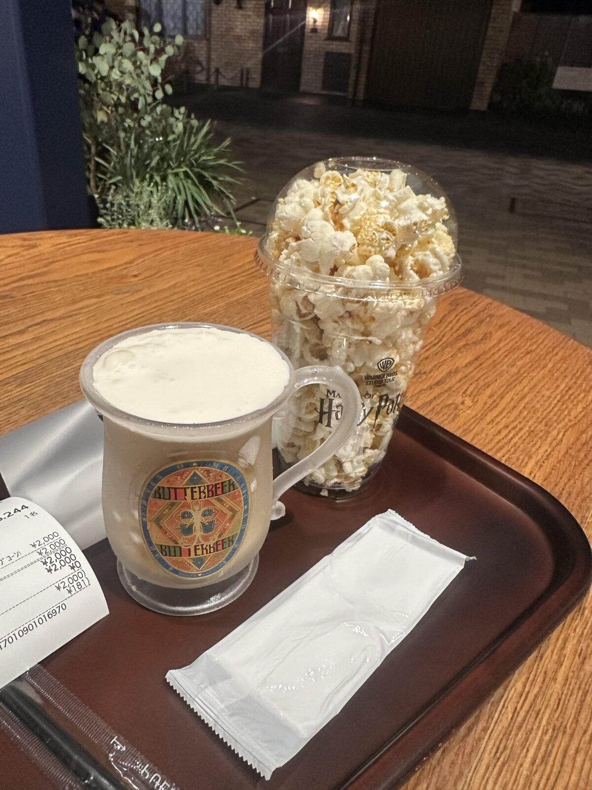 Snack (Popcorn and Butterbeer) at Back Lot Harry Potter Studios Japan Tour