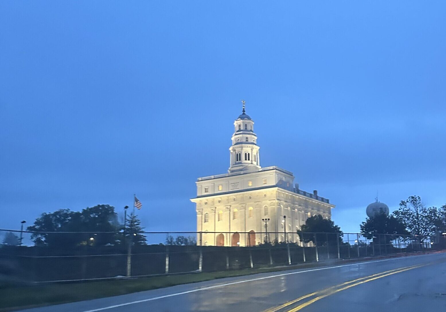 Nauvoo temple at night